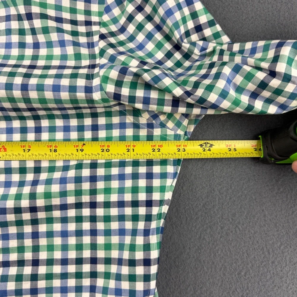 Banana Republic Shirt Mens L Blue Green Gingham Non-Iron Slim Fit Lot of 2 Dress